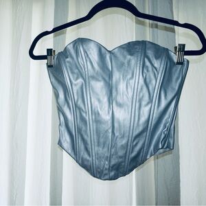 Silver Strapless Corset Top